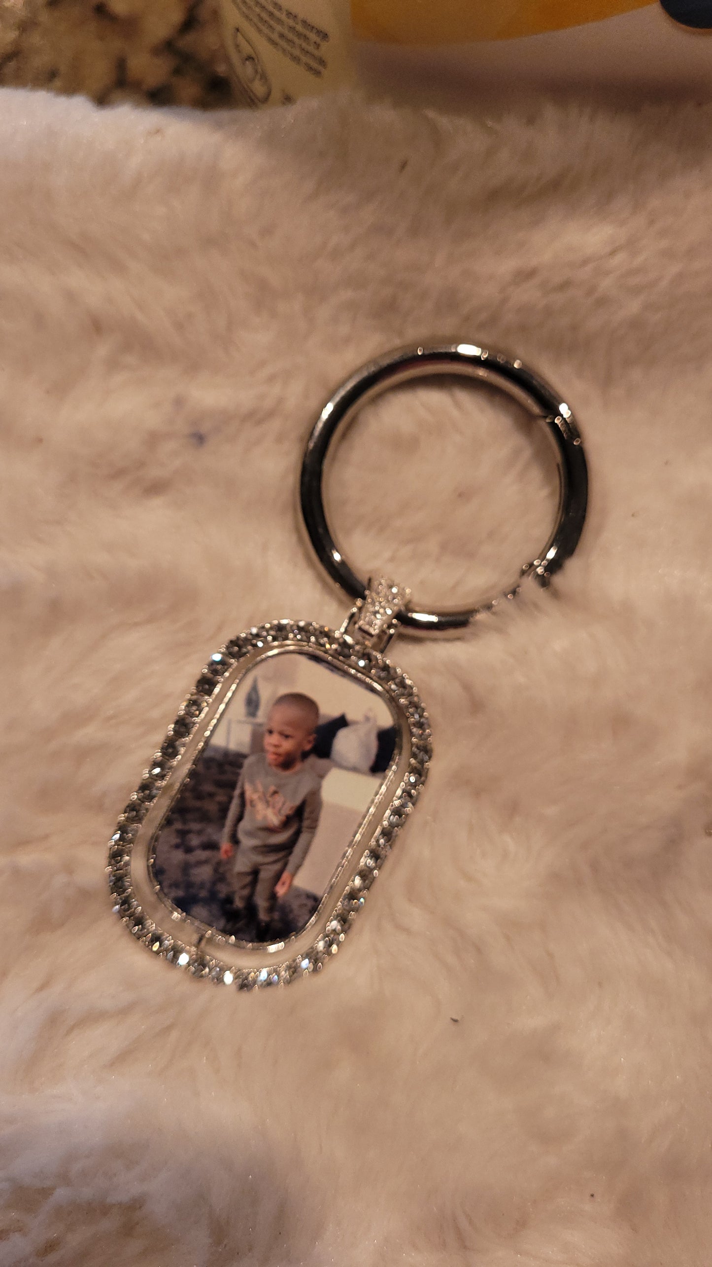 Rhinestone Photo keychain