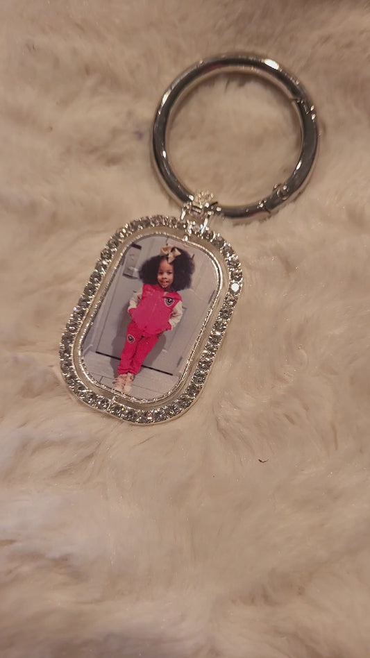 Rhinestone Photo keychain