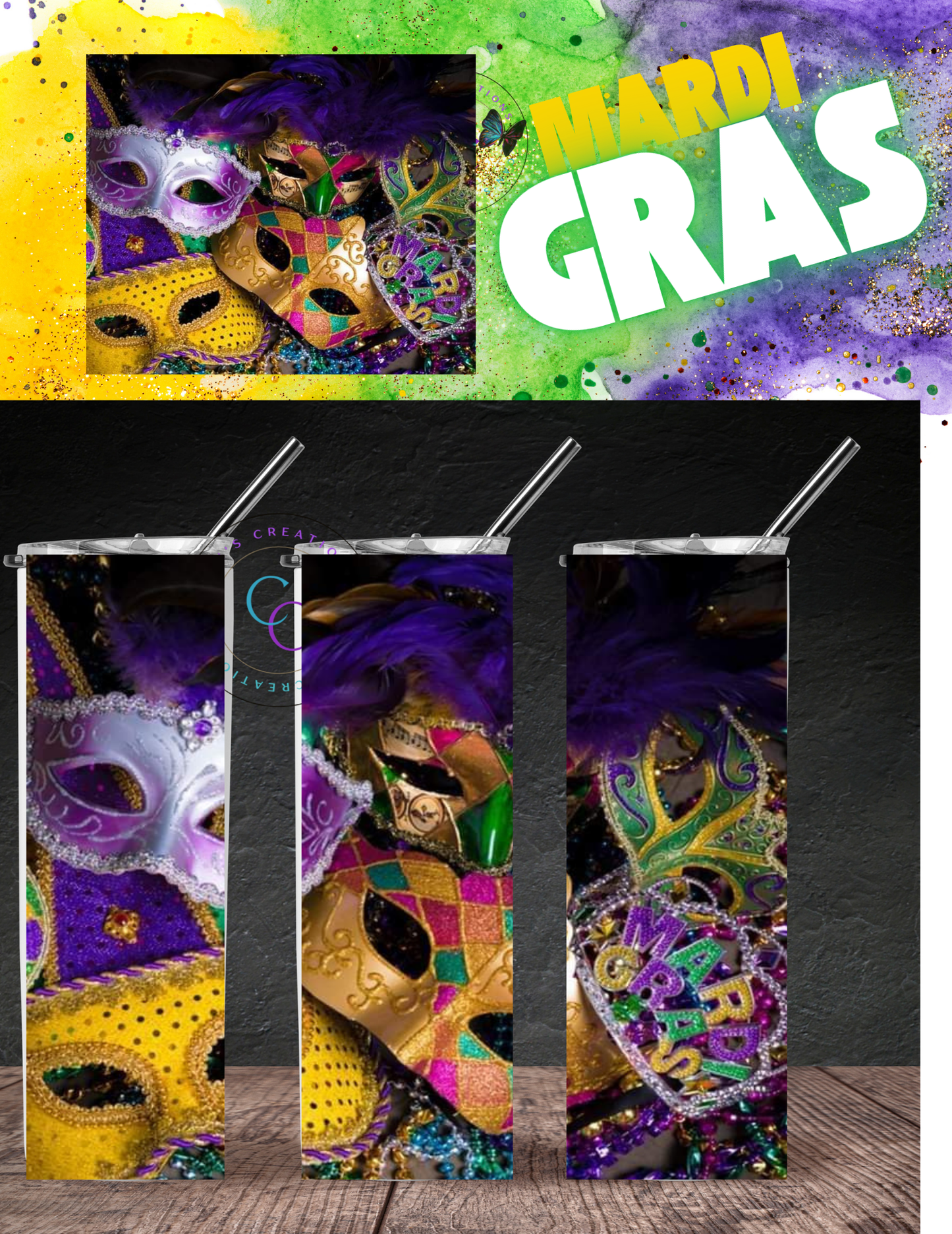 Mardi gras design tumblers