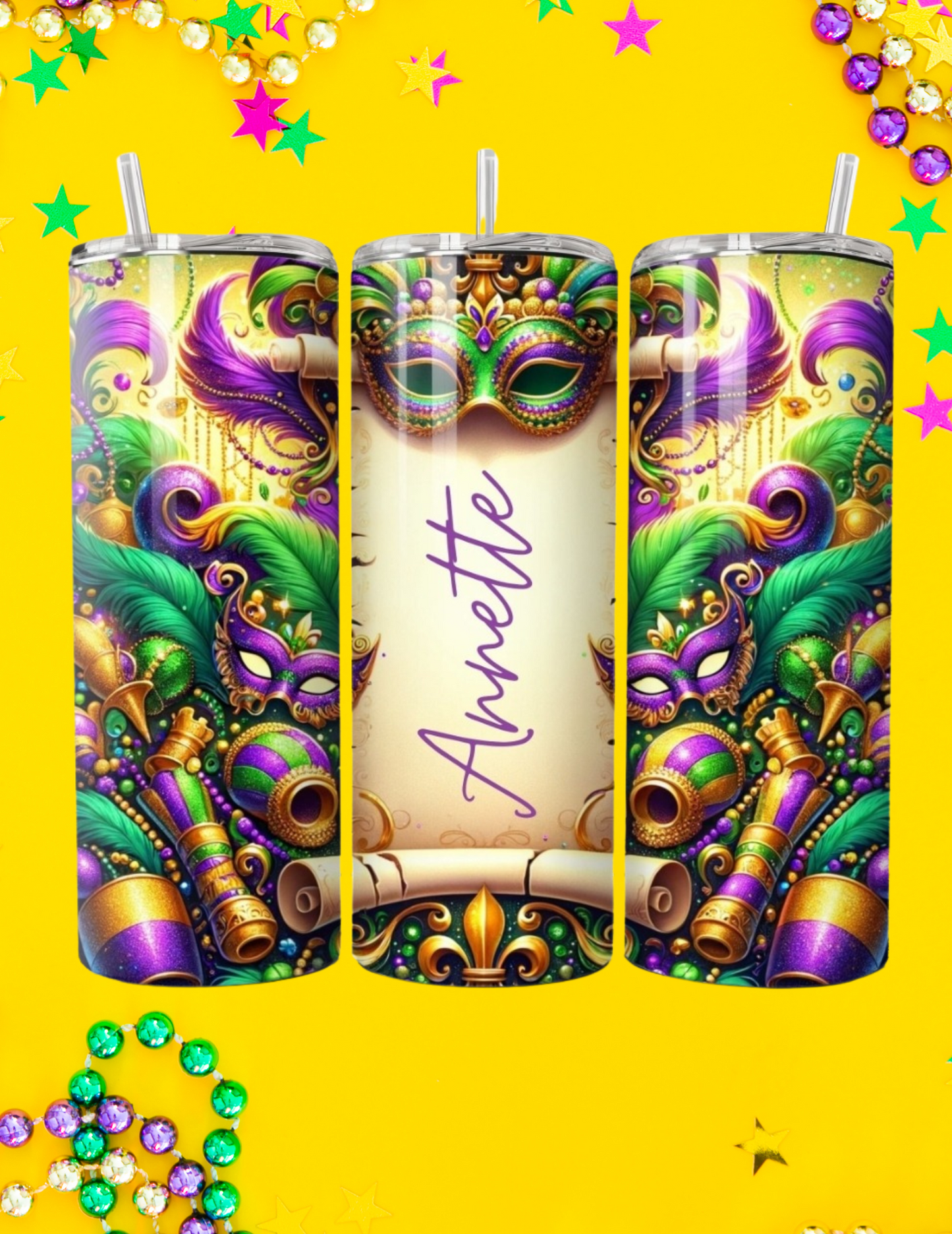 Mardi gras design tumblers