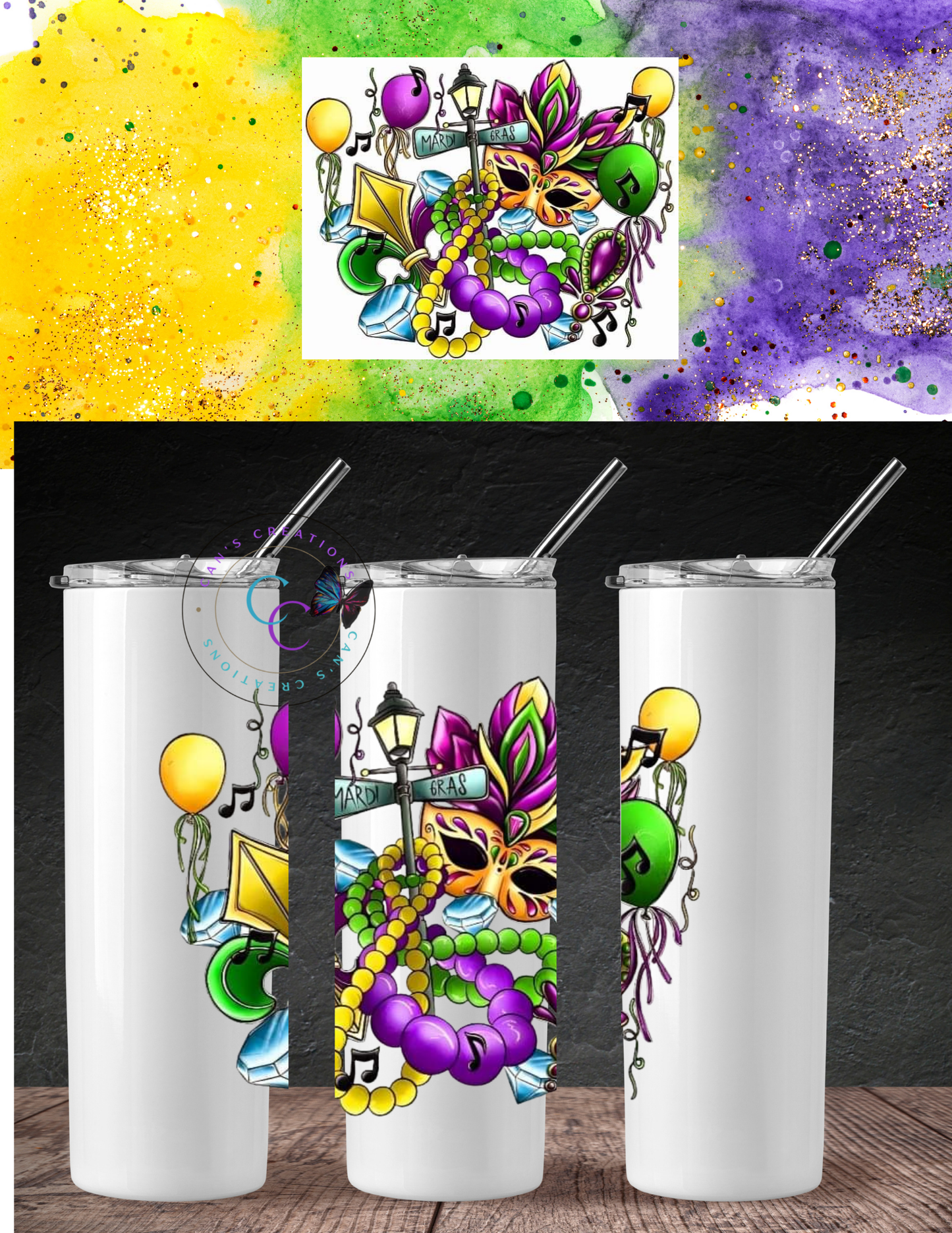 Mardi gras design tumblers