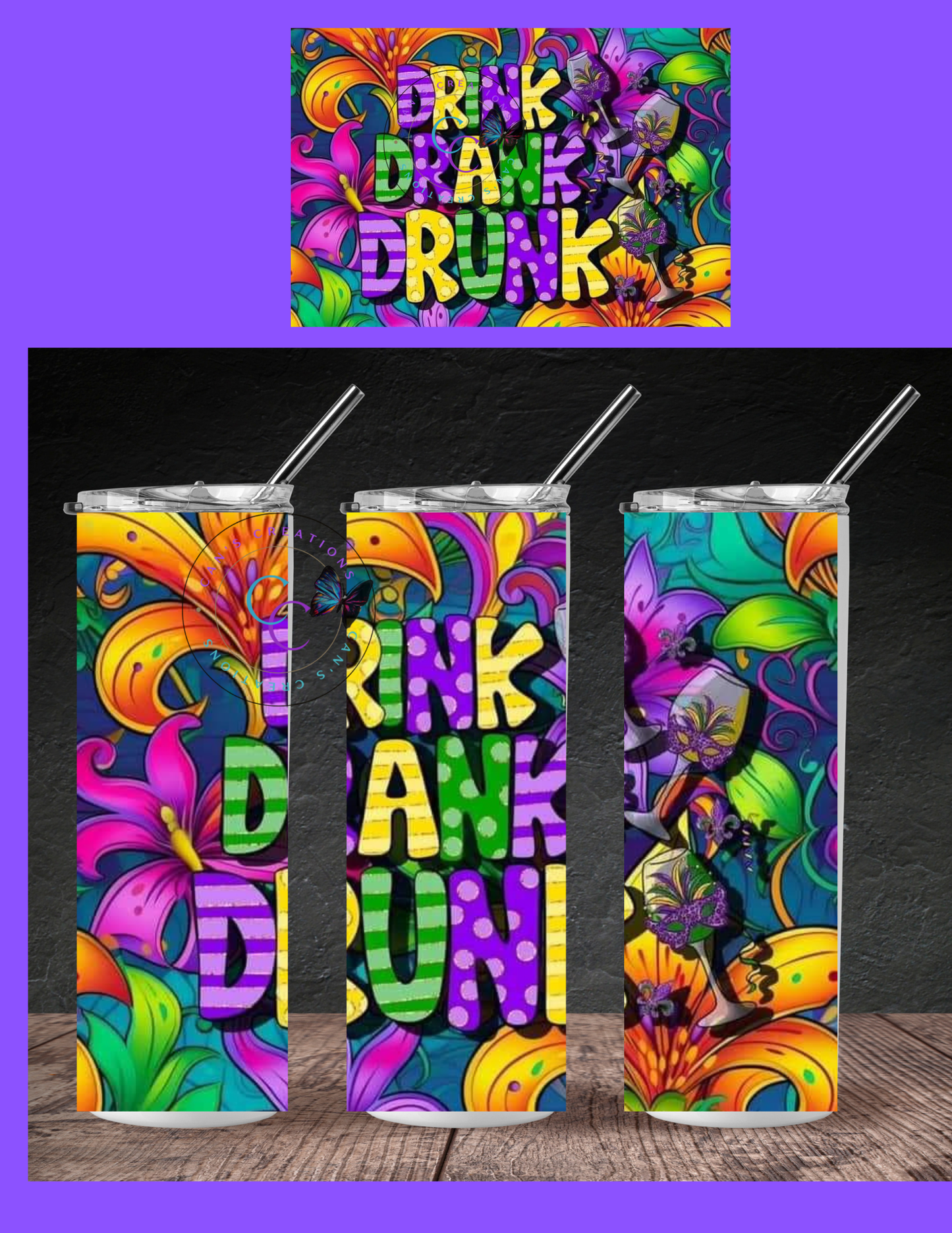 Mardi gras design tumblers