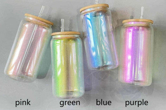 16oz iridescent glass tumblers